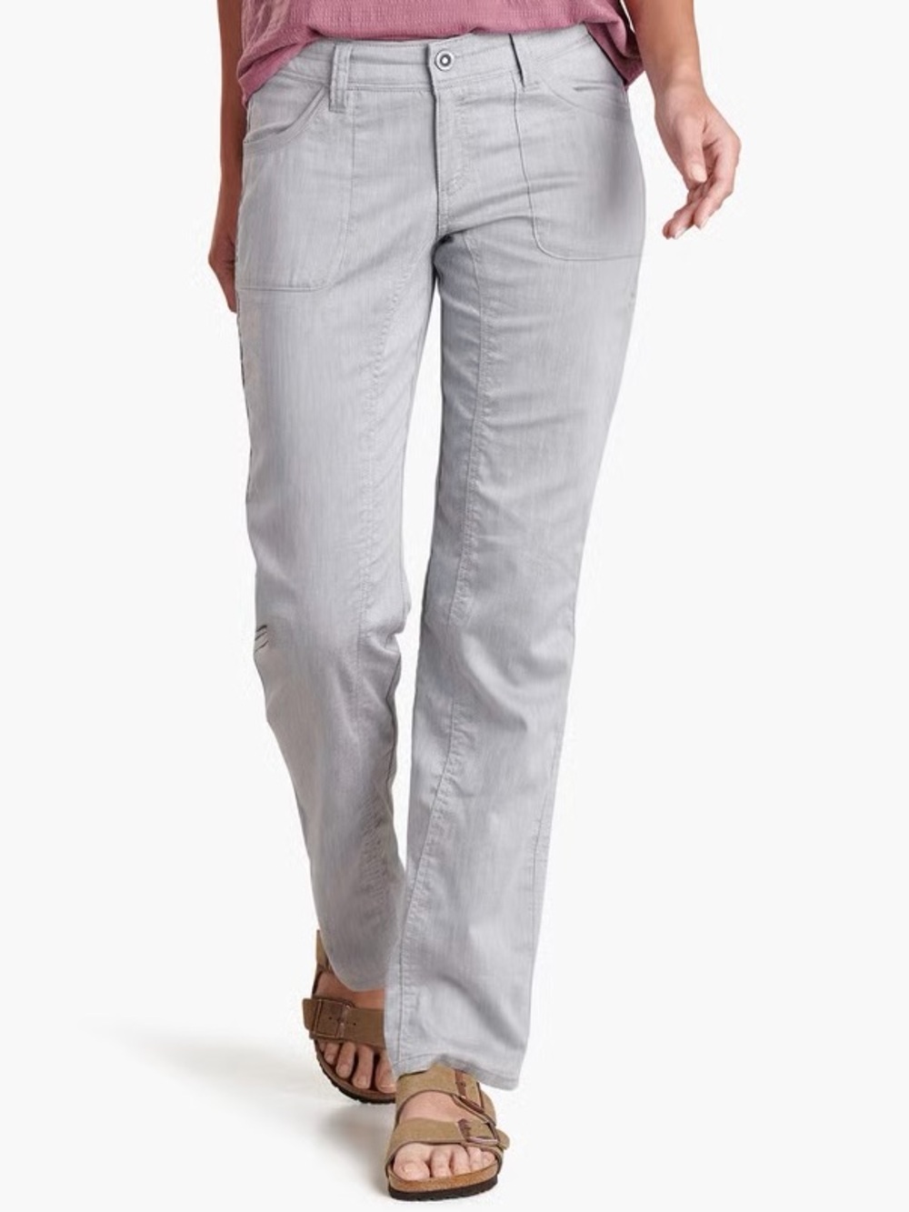 Kuhl Women’s Cabo Pants Ash Gray Straight-Leg Hiking Linen Blend size 6 Long